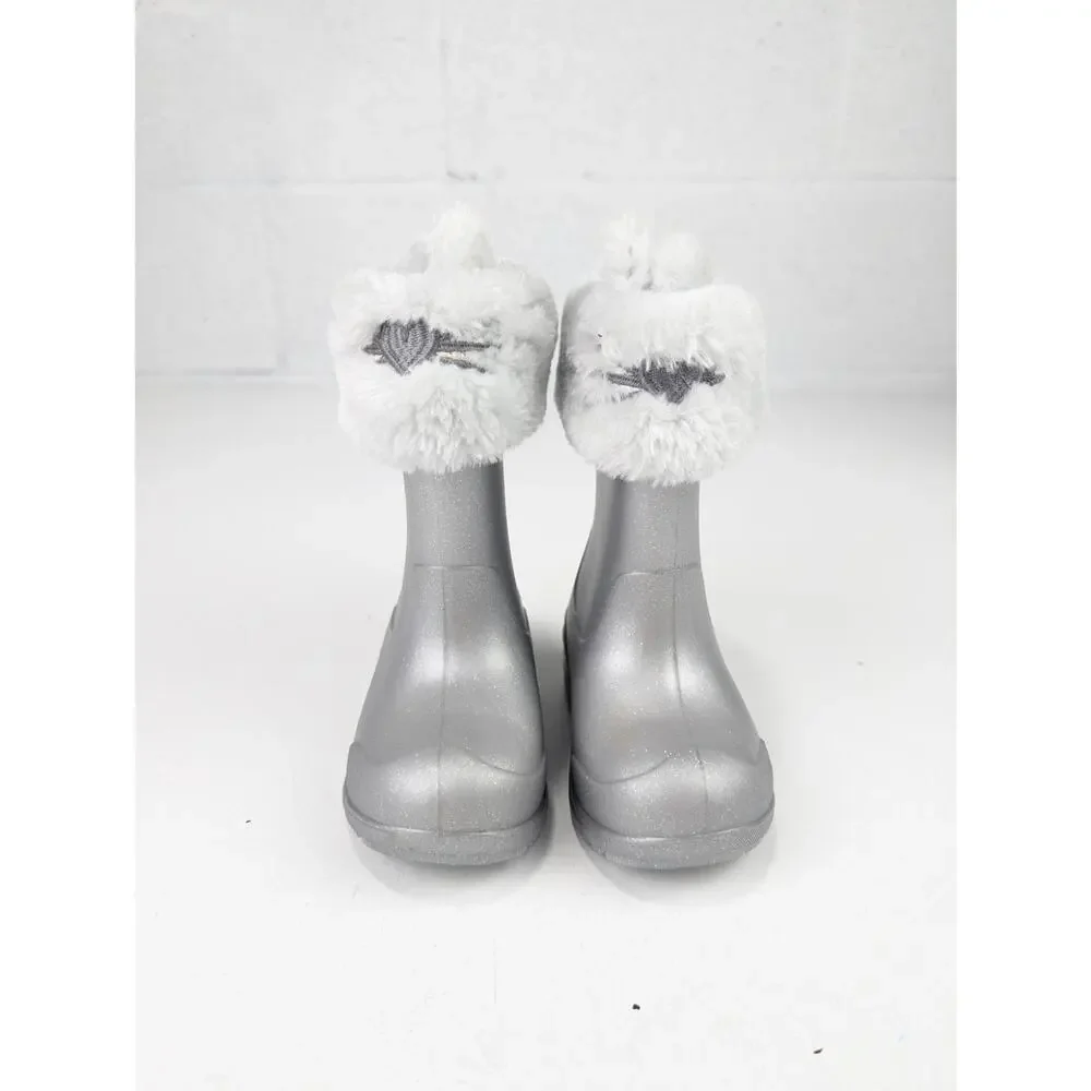 Stride Rite 360 Silver Gecko Toddler Size 5 Faux Fur Cat Ear Boots